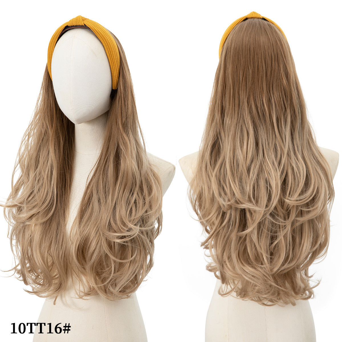 Curly Stretch Girls Removable Headband Wig Fashion Yellow Bow Headband Wigs Daily Wear