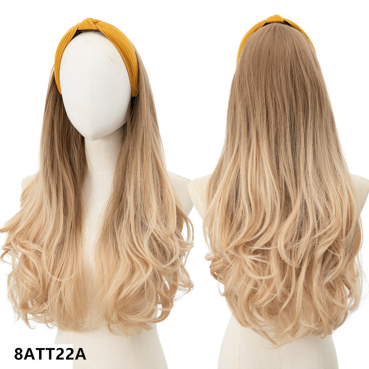 Curly Stretch Girls Removable Headband Wig Fashion Yellow Bow Headband Wigs Daily Wear