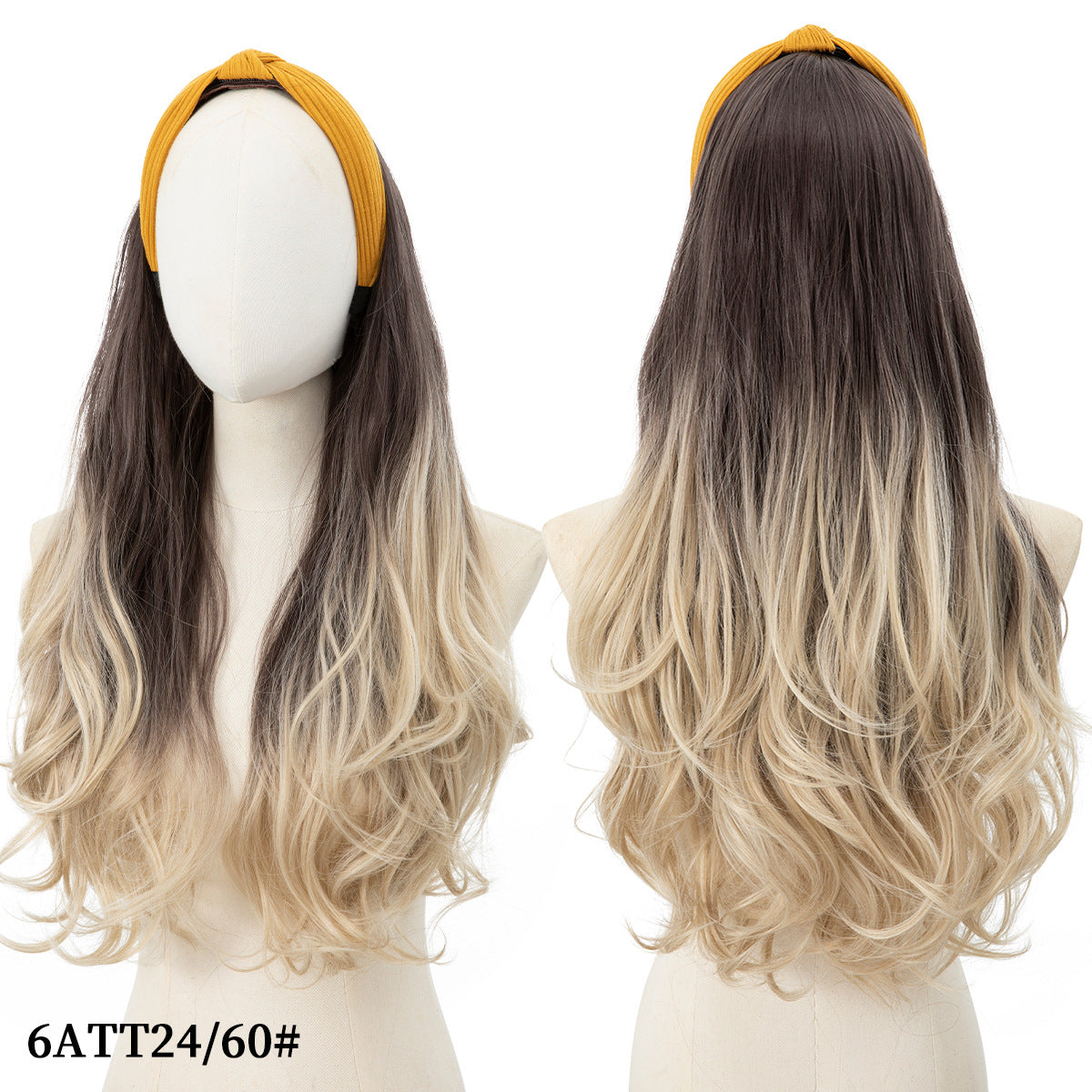 Curly Stretch Girls Removable Headband Wig Fashion Yellow Bow Headband Wigs Daily Wear