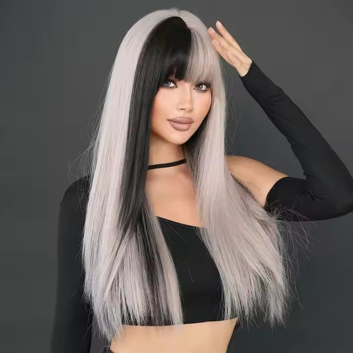 Wig with Bangs Synthetic Cruella De Vil Costume Wig Women's Role Play Anime Party