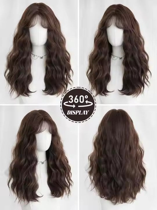 Lace Front Long Curly Light Brown Bob Wig Women Body Wave Medium