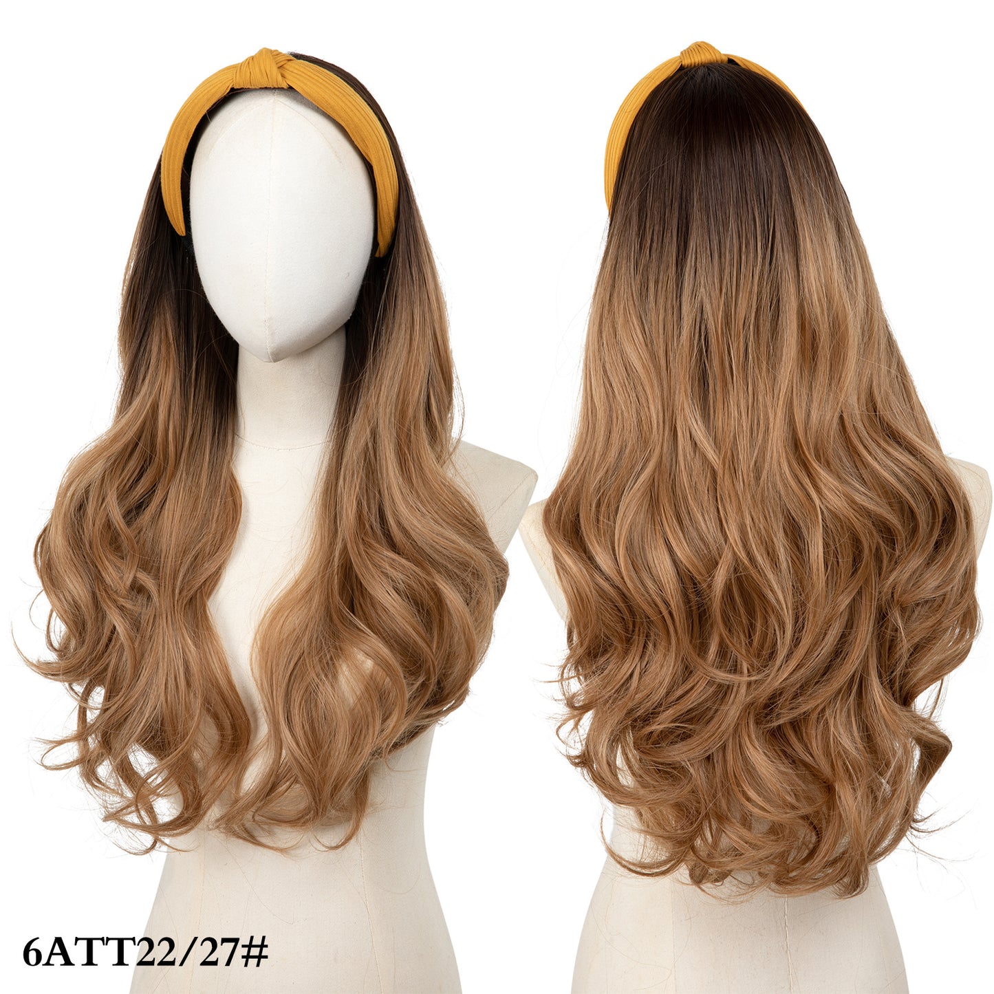 Curly Stretch Girls Removable Headband Wig Fashion Yellow Bow Headband Wigs Daily Wear