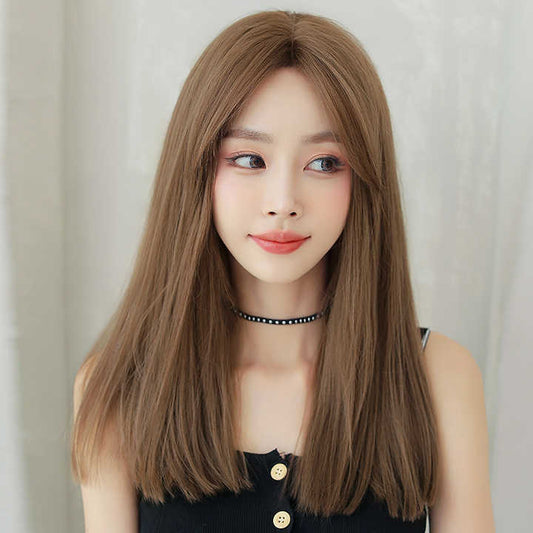Shoulder Length Light Brown Wigs Wholesale Shoulder Natural Brown Straight Wigs