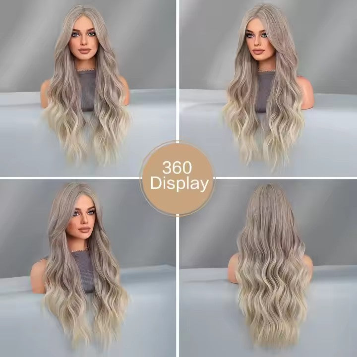 Lace Front Wigs Long Wave Synthetic Wigs Central Women's Wigs 28 Inch 13x4 HD Transparent Lace