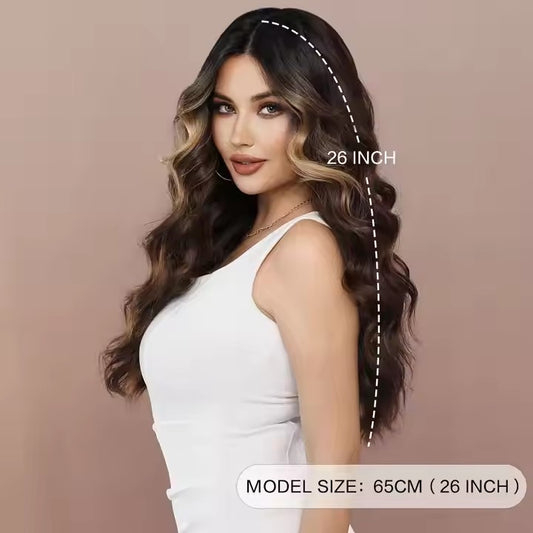 Wigs Long Wavy Synthetic Wigs Middle Part Lace Wigs Women 26 Inch Highlighted Blonde Natural Look