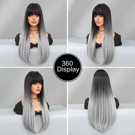 Wig with Bangs Synthetic Cruella De Vil Costume Wig Women's Role Play Anime Party