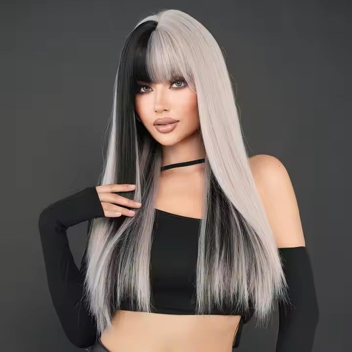 Wig with Bangs Synthetic Cruella De Vil Costume Wig Women's Role Play Anime Party