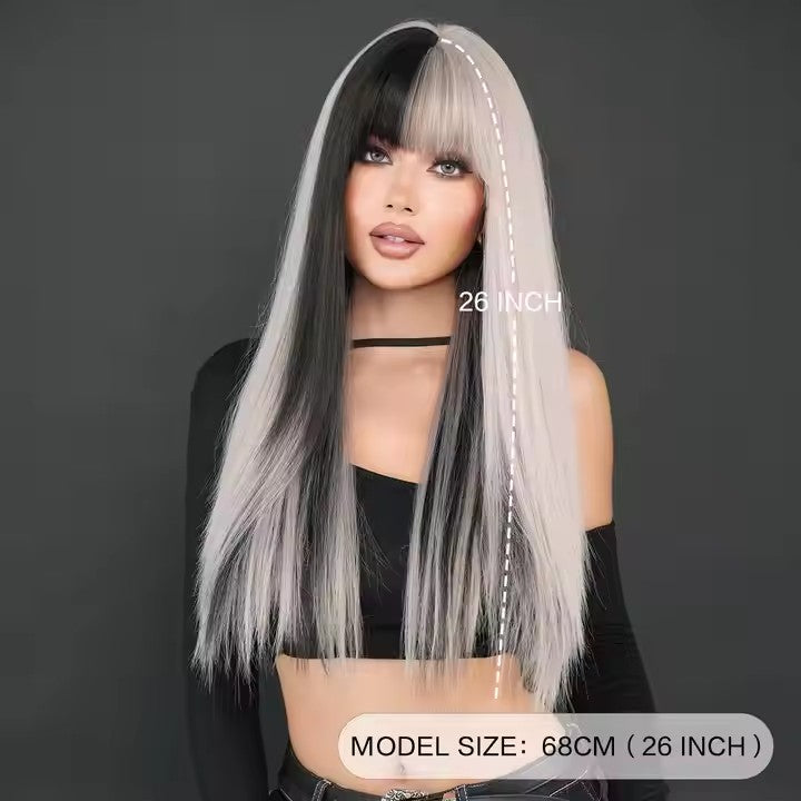 Wig with Bangs Synthetic Cruella De Vil Costume Wig Women's Role Play Anime Party